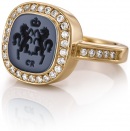 Siegelring diamond rings Roségold dunkelblau schwarz pferde